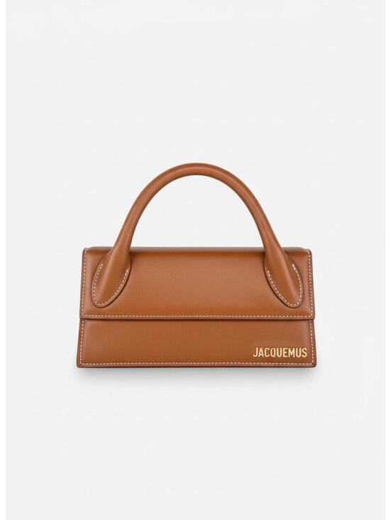 JACQUEMUS Handbags - Jacquemus Le Chiquito Long Light Brown Calf Leather Top Handle Bag | New